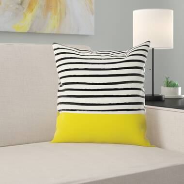 Yellow black and white throw outlet pillows